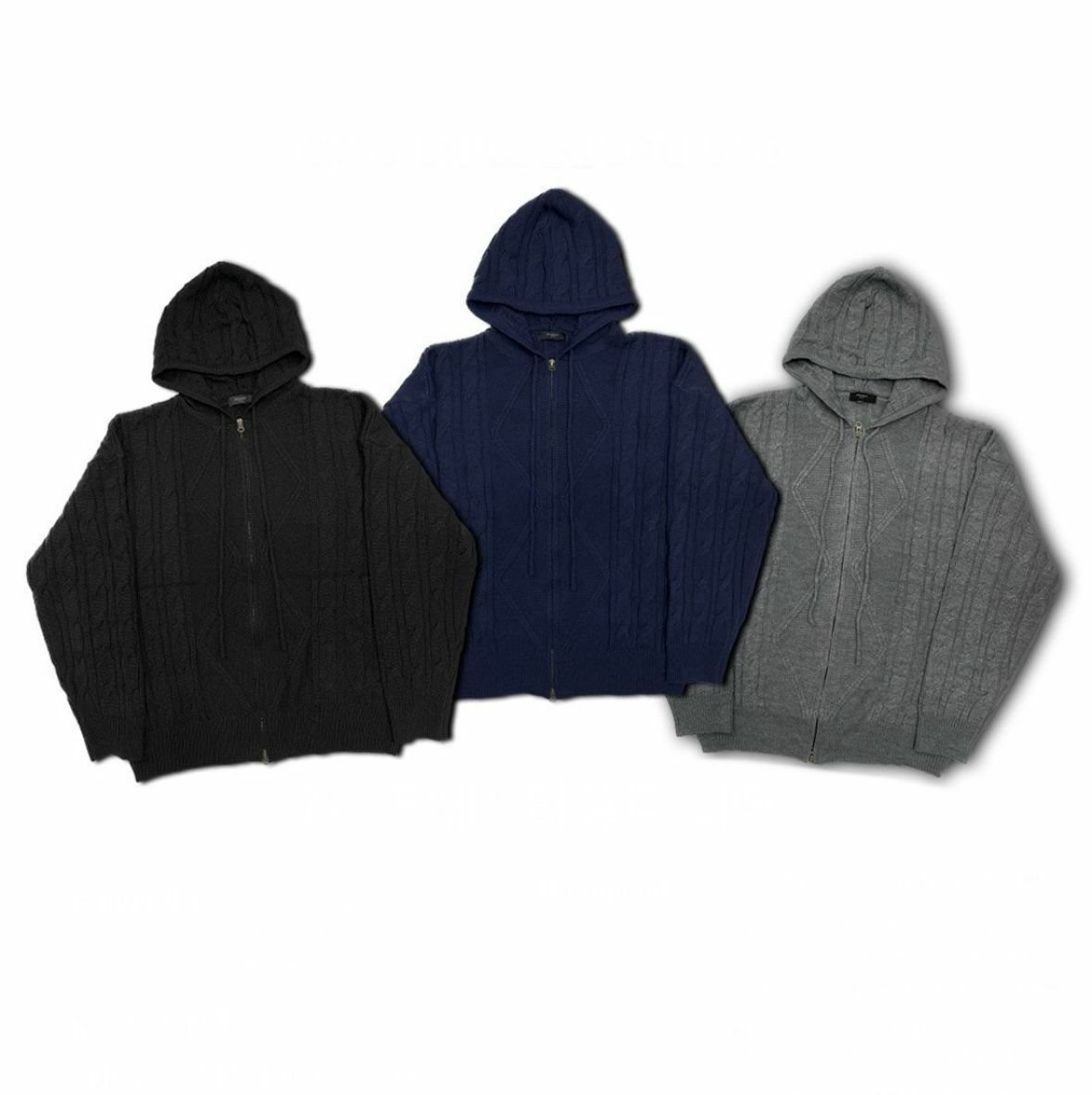 暗紋連帽針織拉鍊外套 JK2415