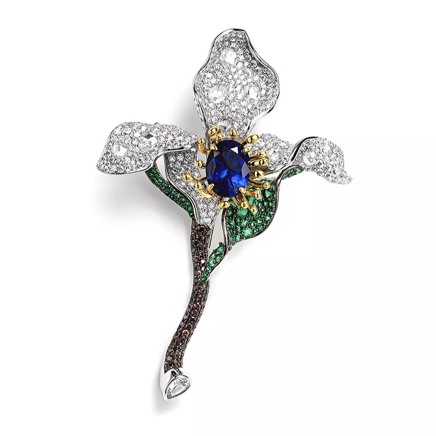 高定款藍花胸針 925銀胸針