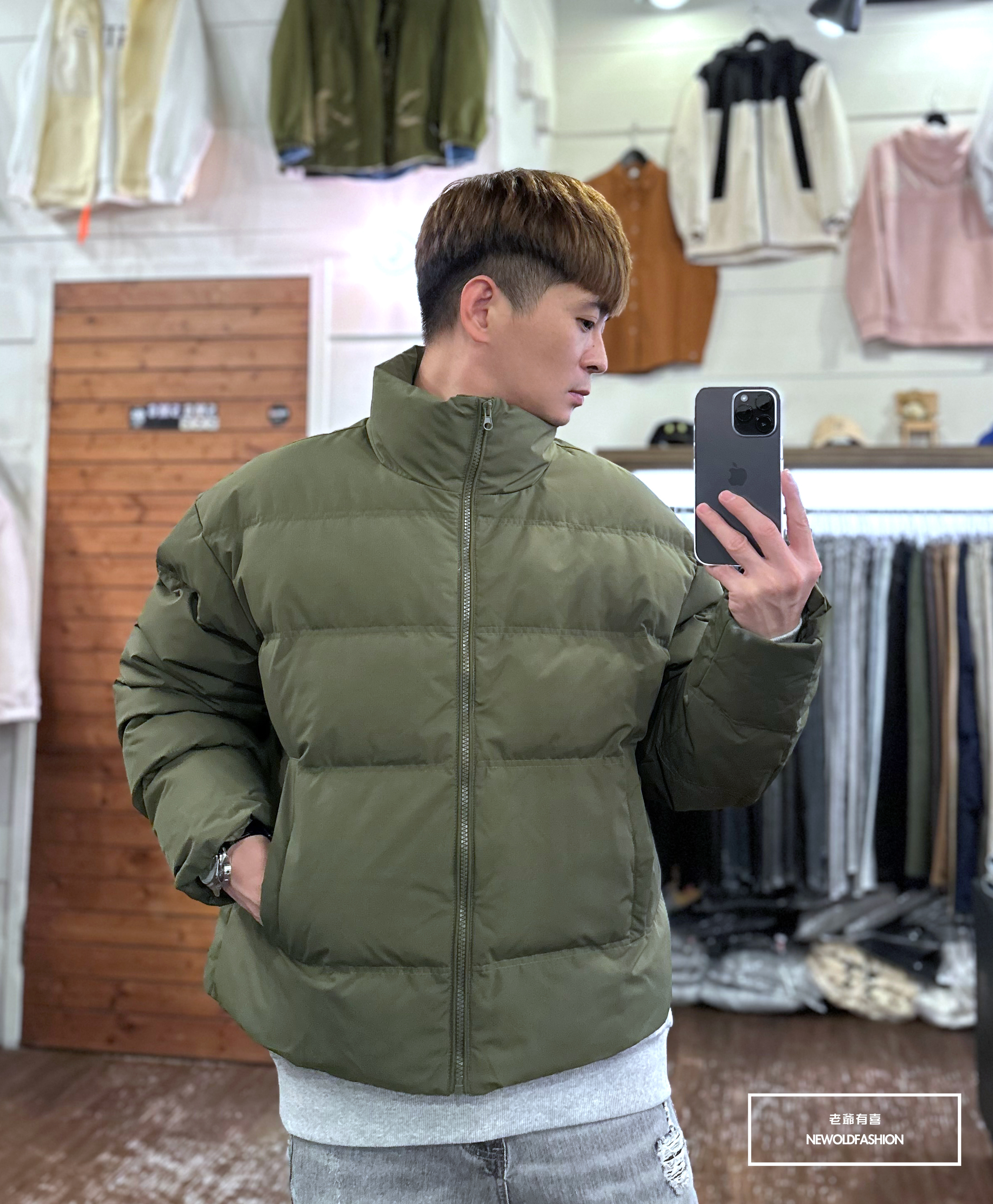 『新品上市』重磅前短後長防風防潑水羽絨外套-綠(NOF23115231)