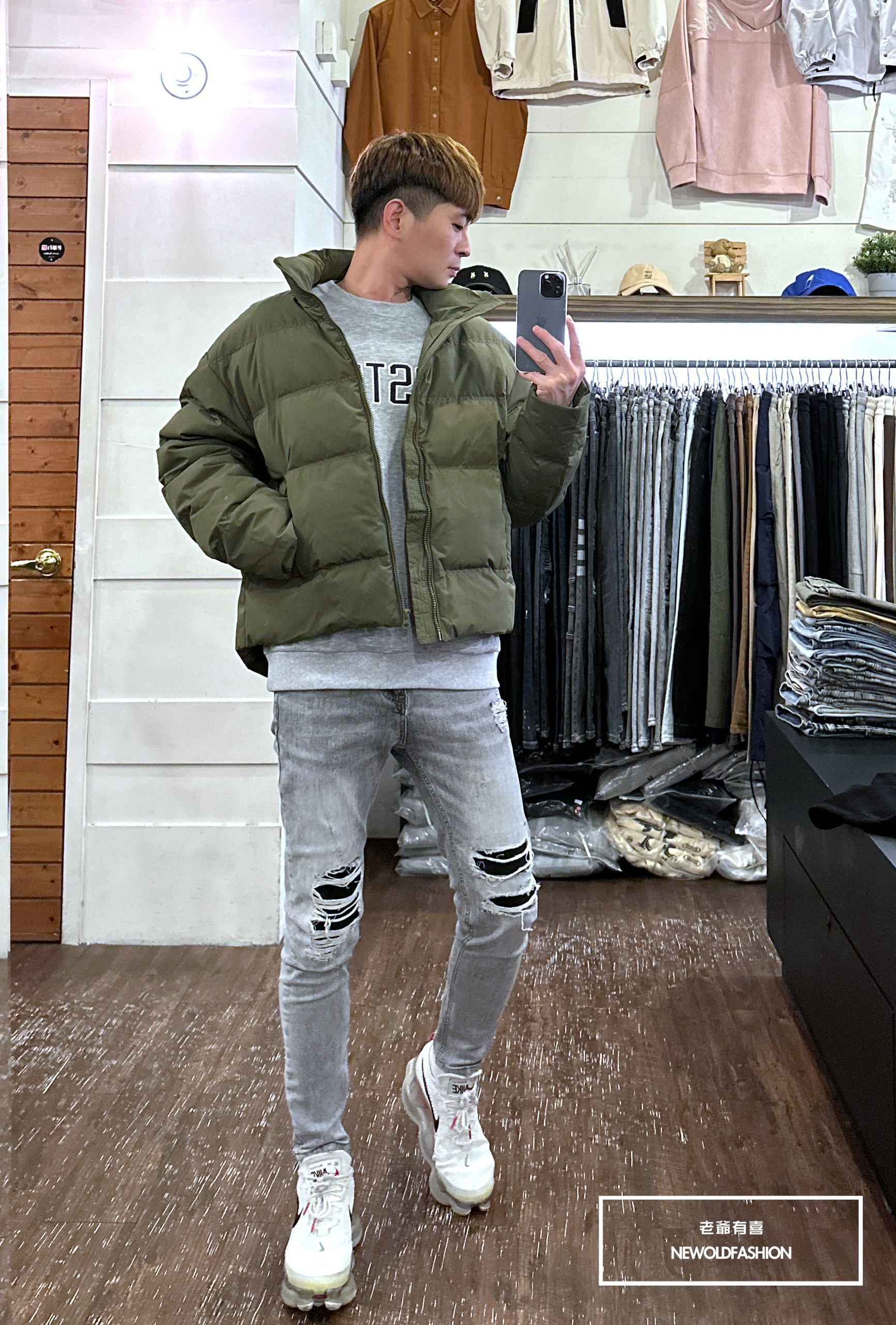 『新品上市』重磅前短後長防風防潑水羽絨外套-綠(NOF23115231)