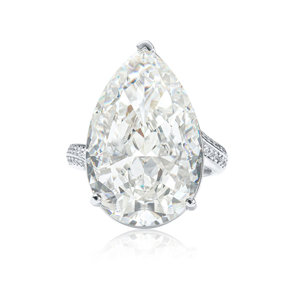 水滴戒指合成鋯石指環  925銀指環