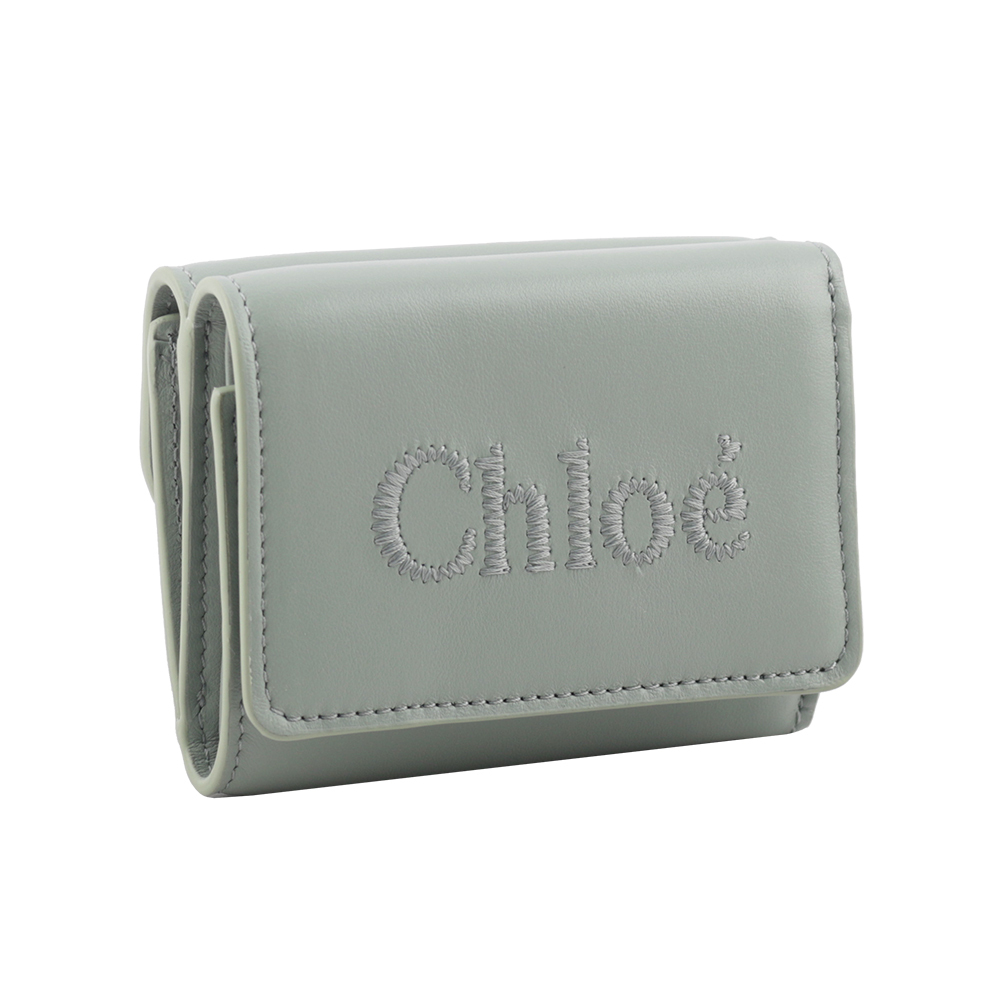 【Chloé】Sense 刺繡標誌小款三折短夾