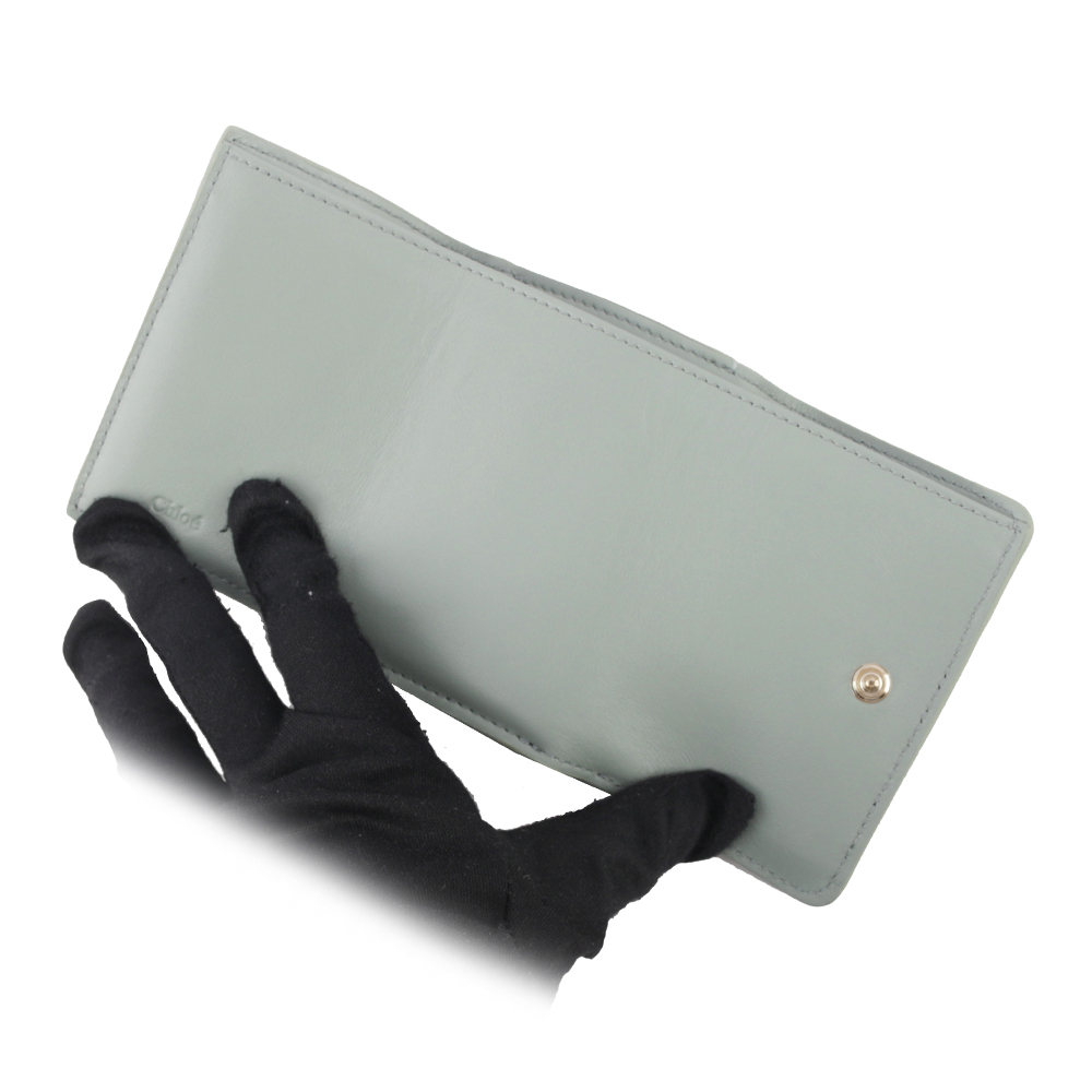 【CHLOE'】Sense 刺繡標誌小款三折短夾(海灣綠) CHC23AP875I10 38U