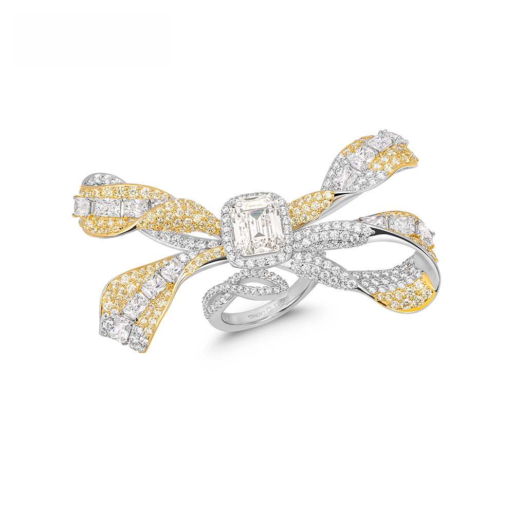 黄蝴蝶戒指 925銀戒指