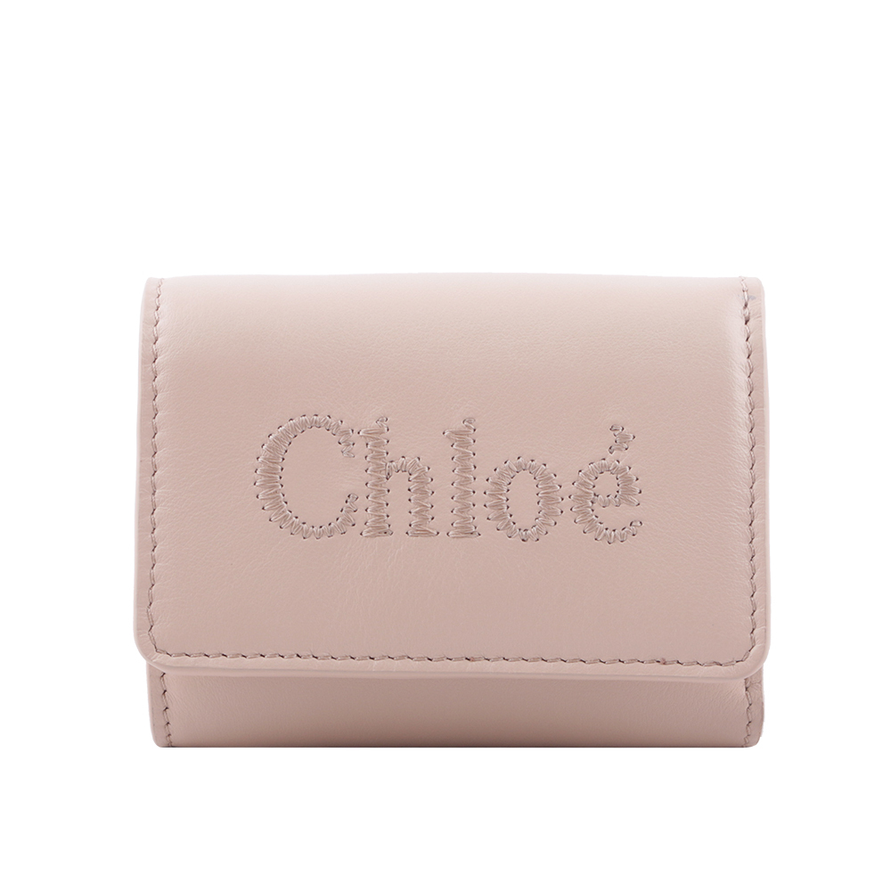 【Chloé】Sense 刺繡標誌小款三折短夾