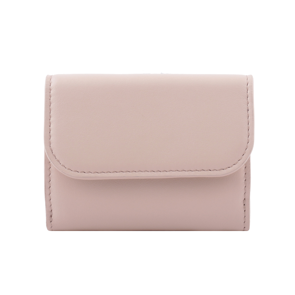 【CHLOE'】Sense 刺繡標誌小款三折短夾(灰粉色) CHC23AP875I10 6J5