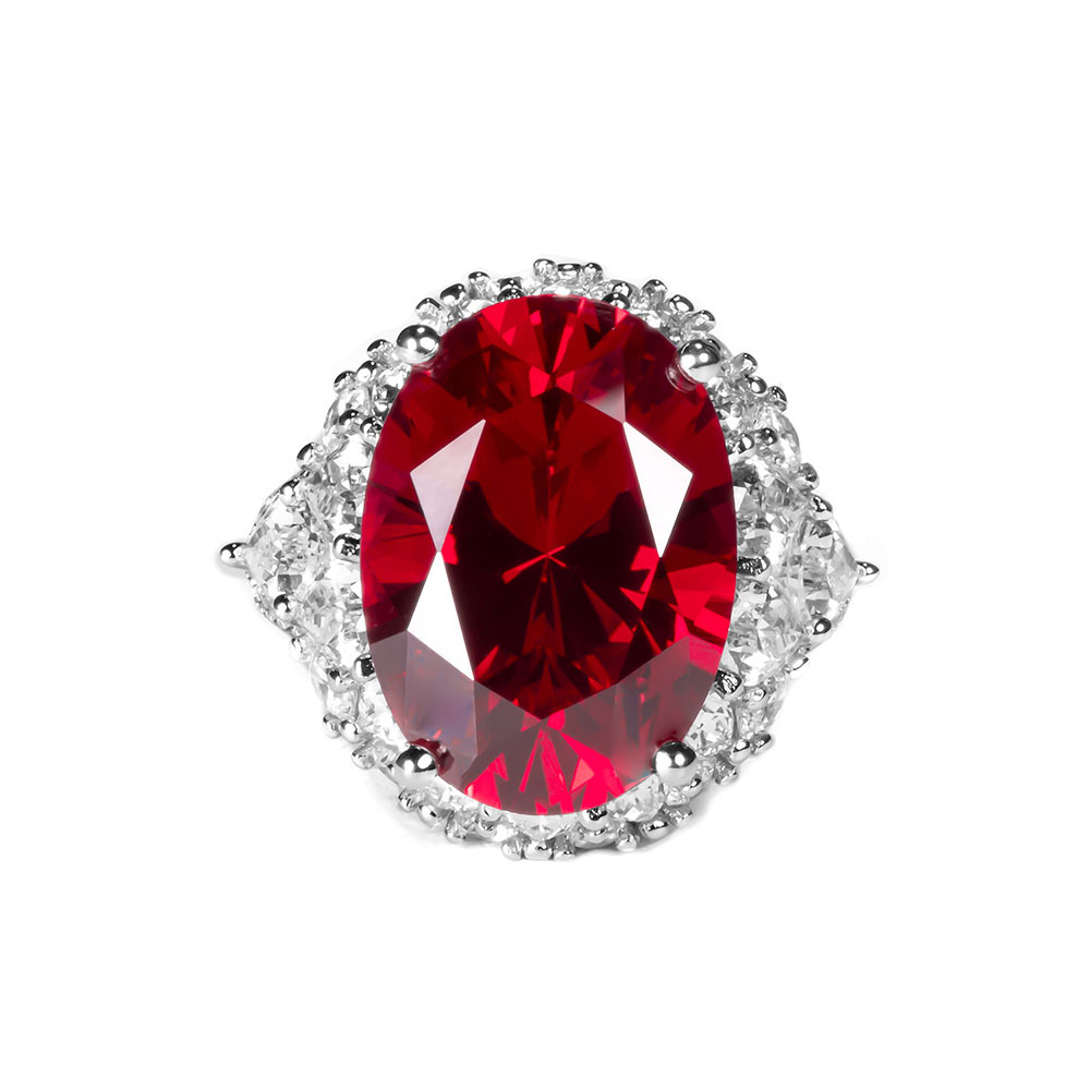 大克拉鴿血红戒指  925銀戒指