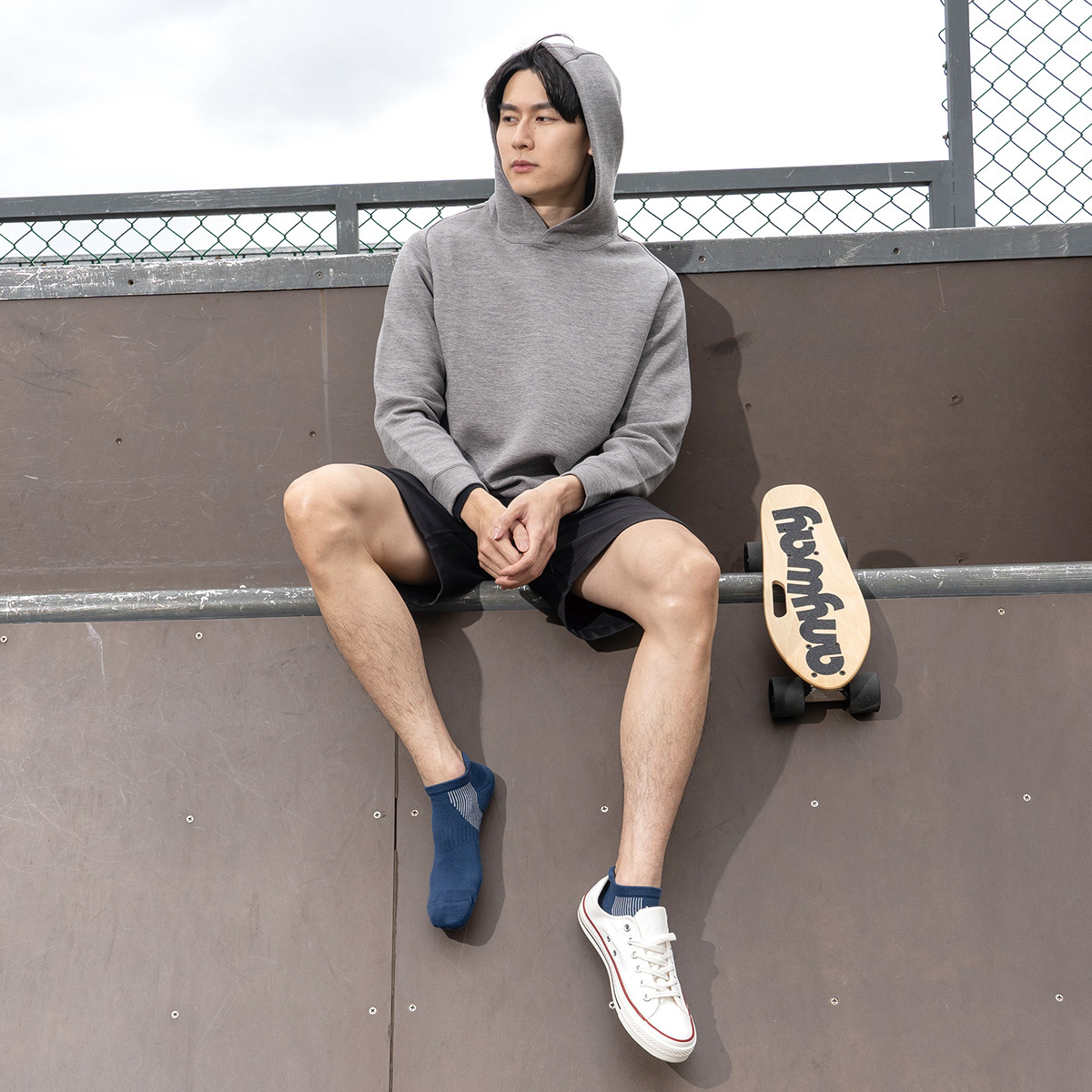 《虹Niji》雙側減壓運動襪-水形藍-船型-L〈除臭/厚底〉