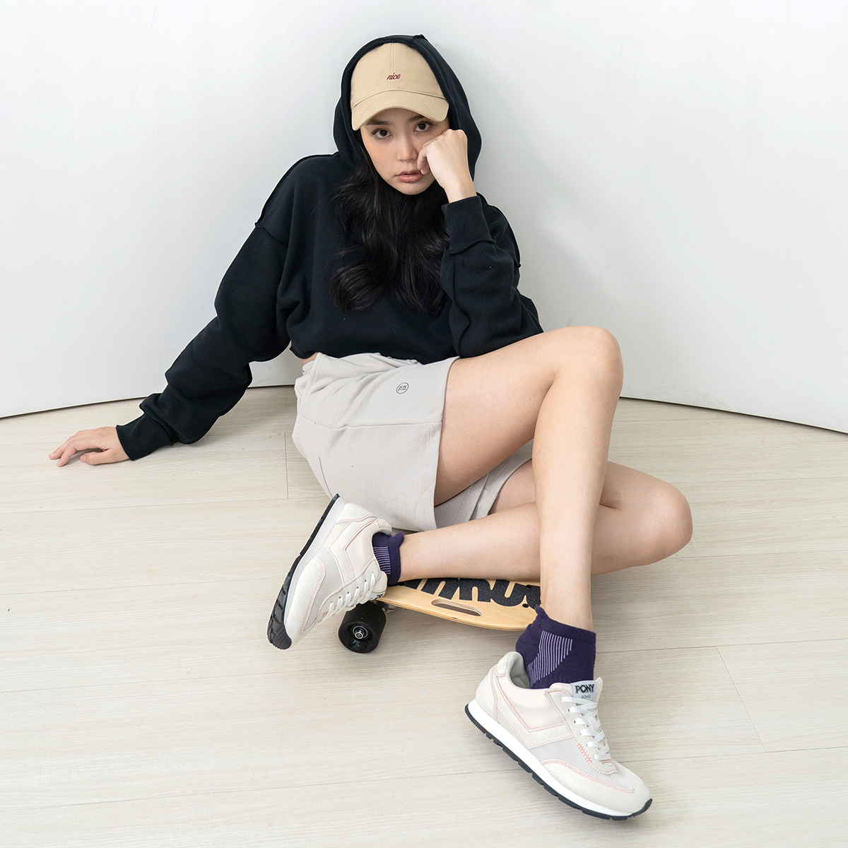 《虹Niji》雙側減壓運動襪-濃霧紫-船型-M〈除臭/厚底〉