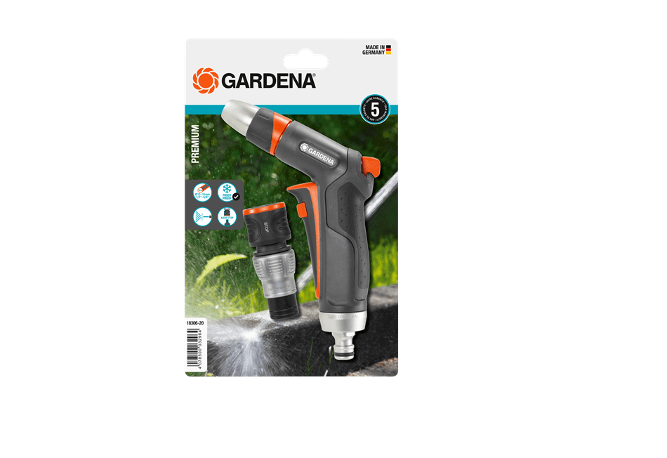 "GARDENA" 德國合金款清洗槍套裝(2功能)(吸塑裝)(6套/盒)-[18306]