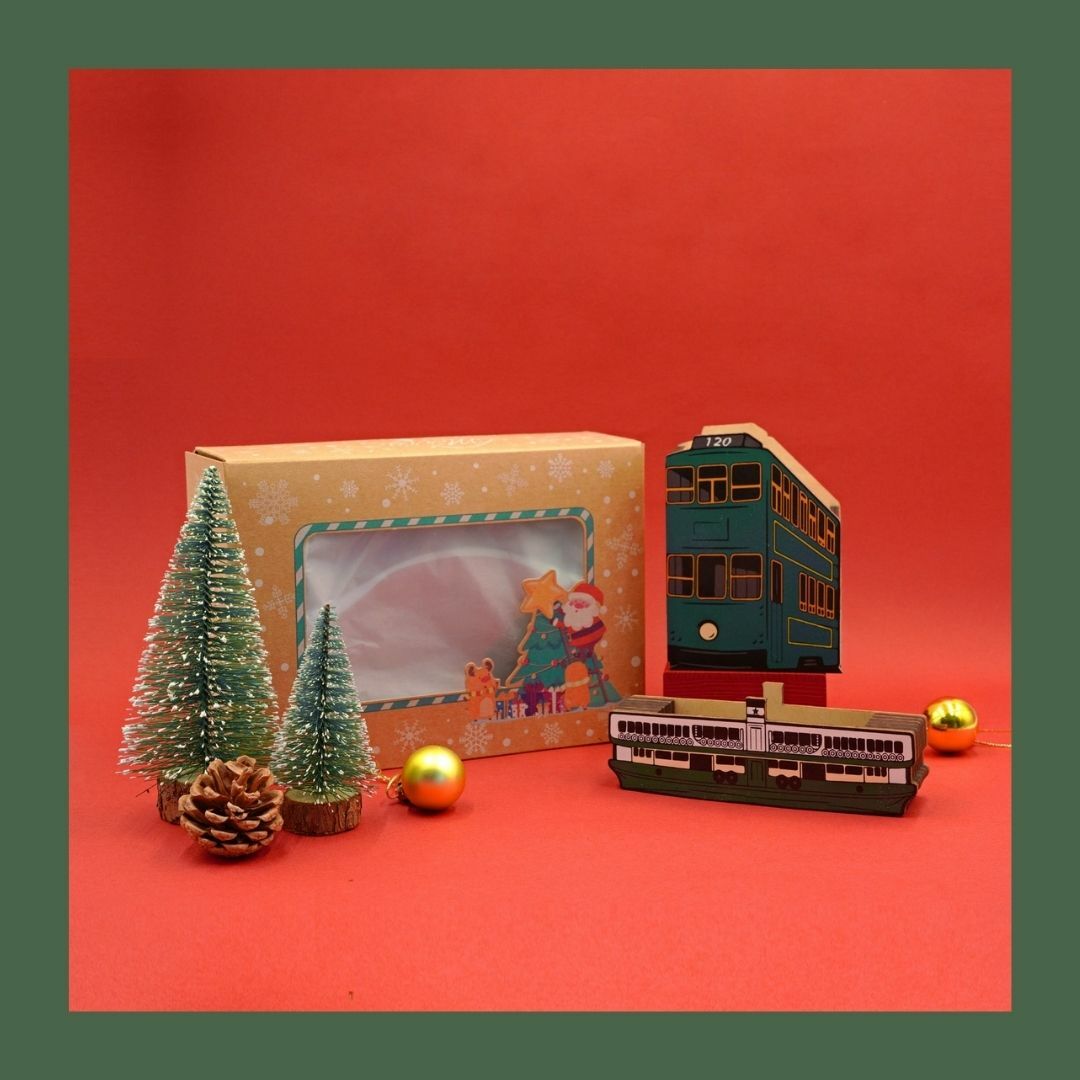 祝君安好 聖誕禮盒套裝C| 木製電車筆筒 天星小輪卡片座| 香港🇭🇰特色經典造型| 聖誕禮物| 香港設計 香港製造