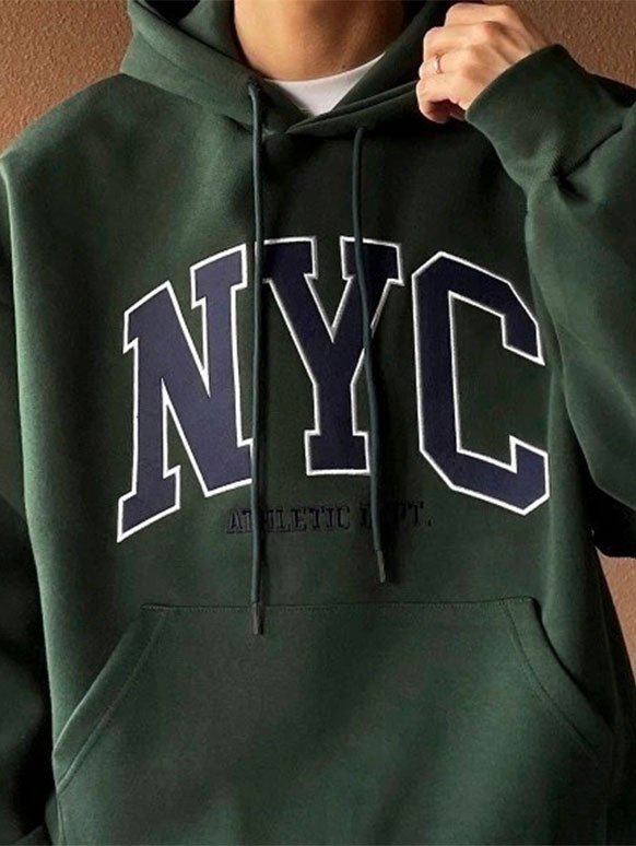 刺繡美式復古 NYC 字母 帽T