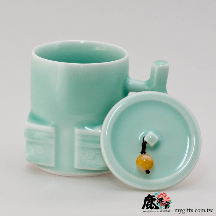 玉青瓷器-茶杯組【四方如意】