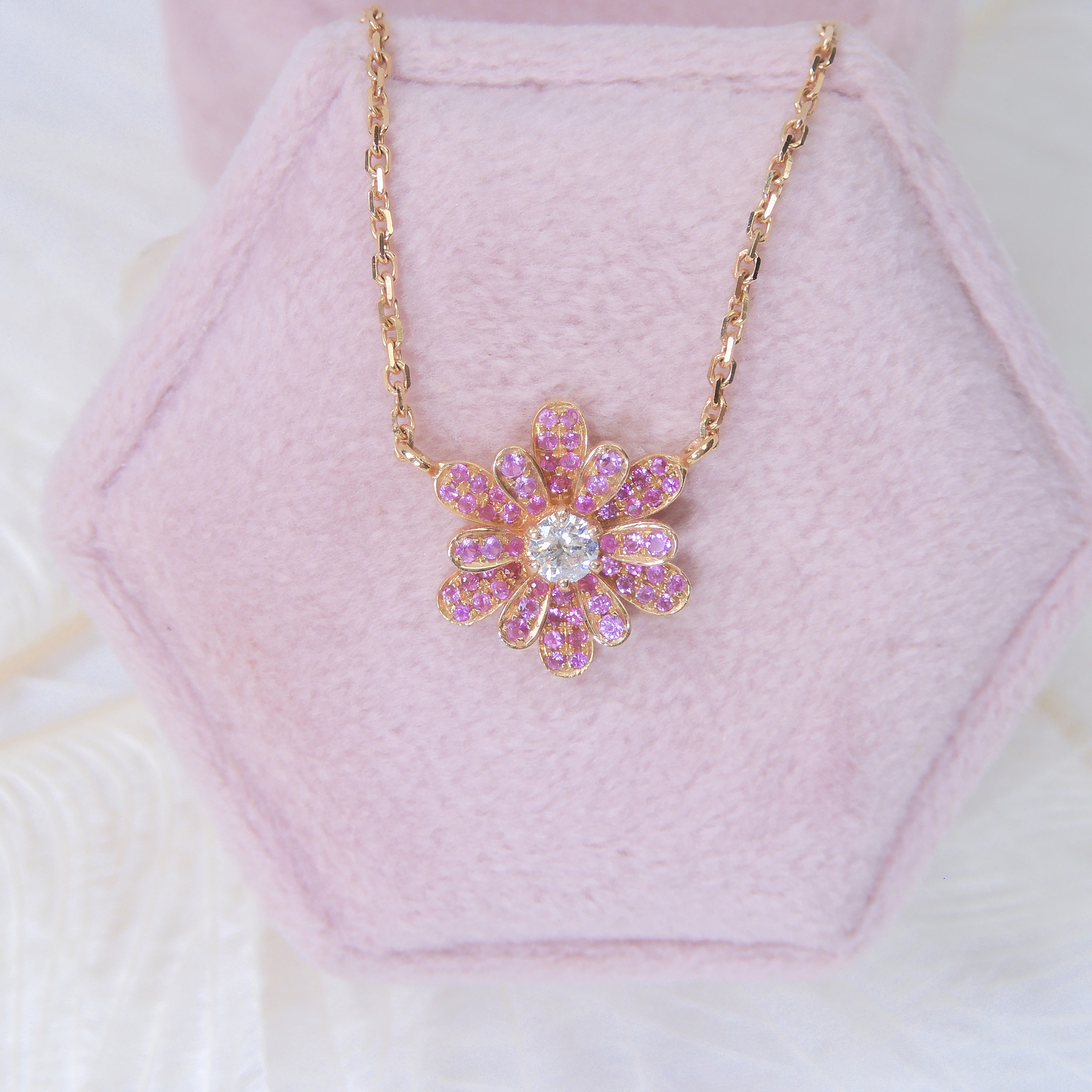 18K金 0.19ct 粉紅色藍寶石項鍊