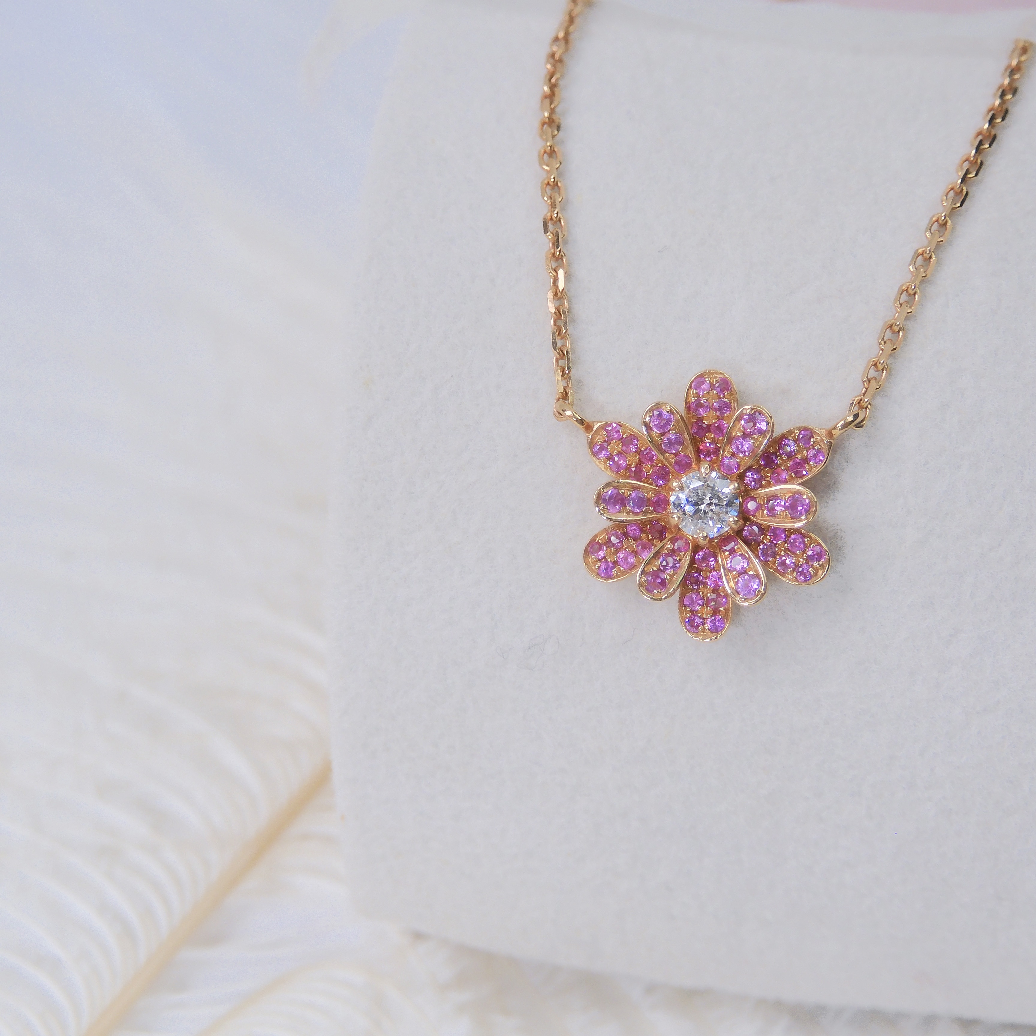 18K金 0.19ct 粉紅色藍寶石項鍊