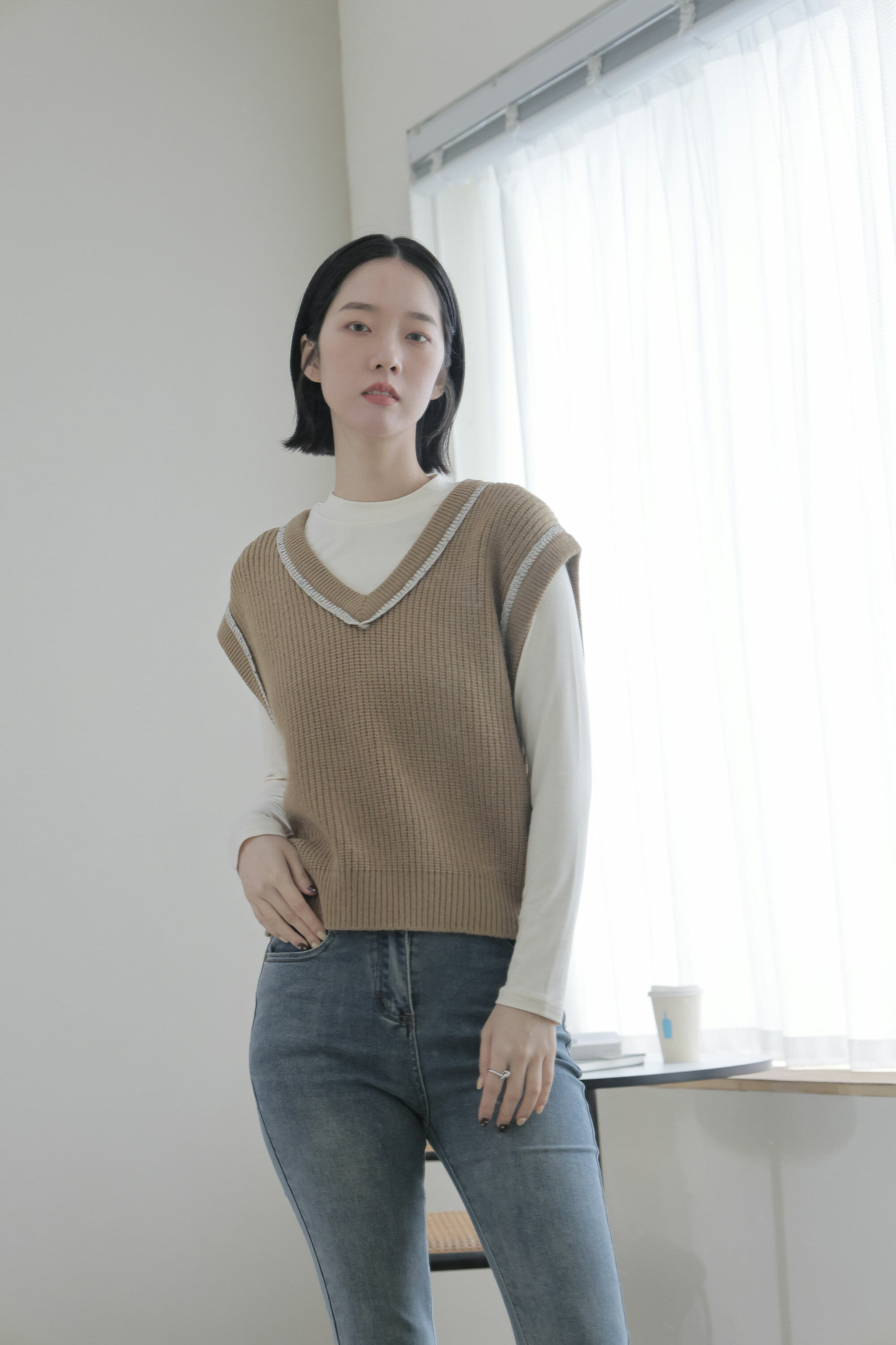 SALE500 銀絲滾邊針織背心