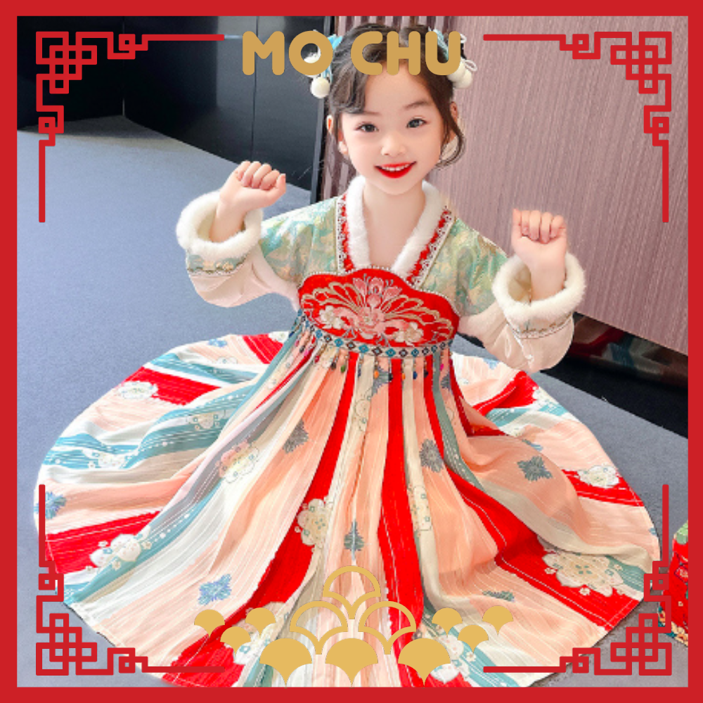 (110cm現貨)毛領流蘇加絨連身裙