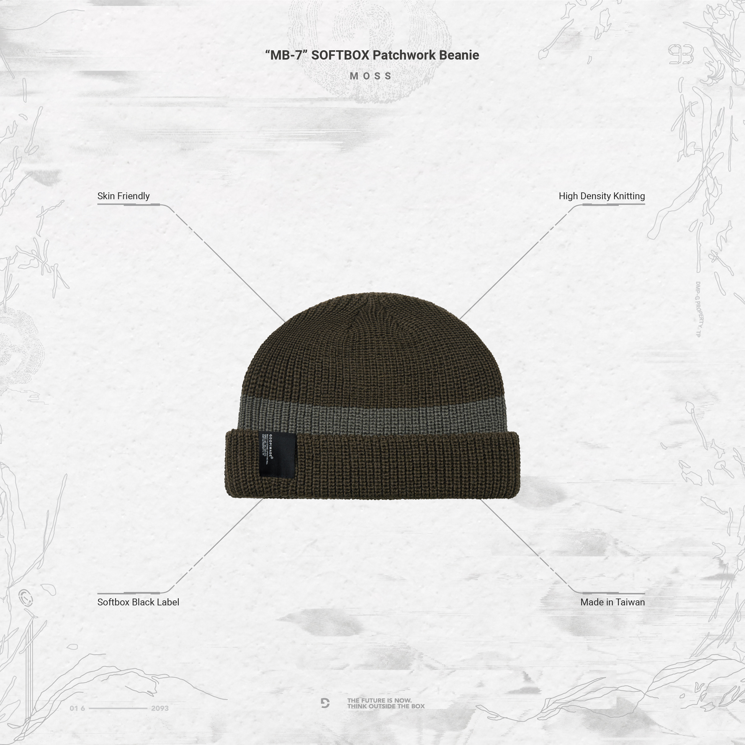 GOOPiMADE “MB-7” SOFTBOX Patchwork Beanie - Moss