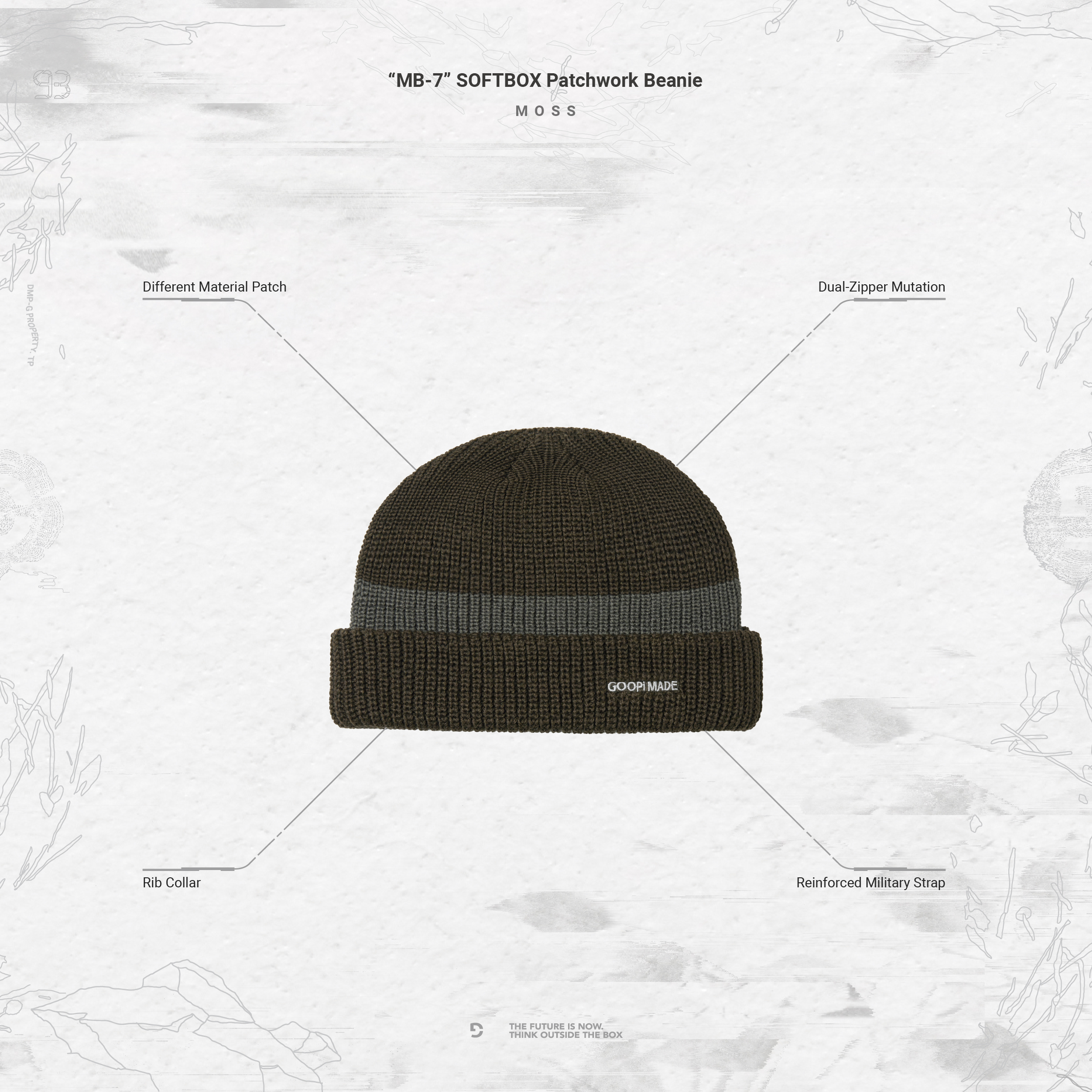 GOOPiMADE “MB-7” SOFTBOX Patchwork Beanie - Moss