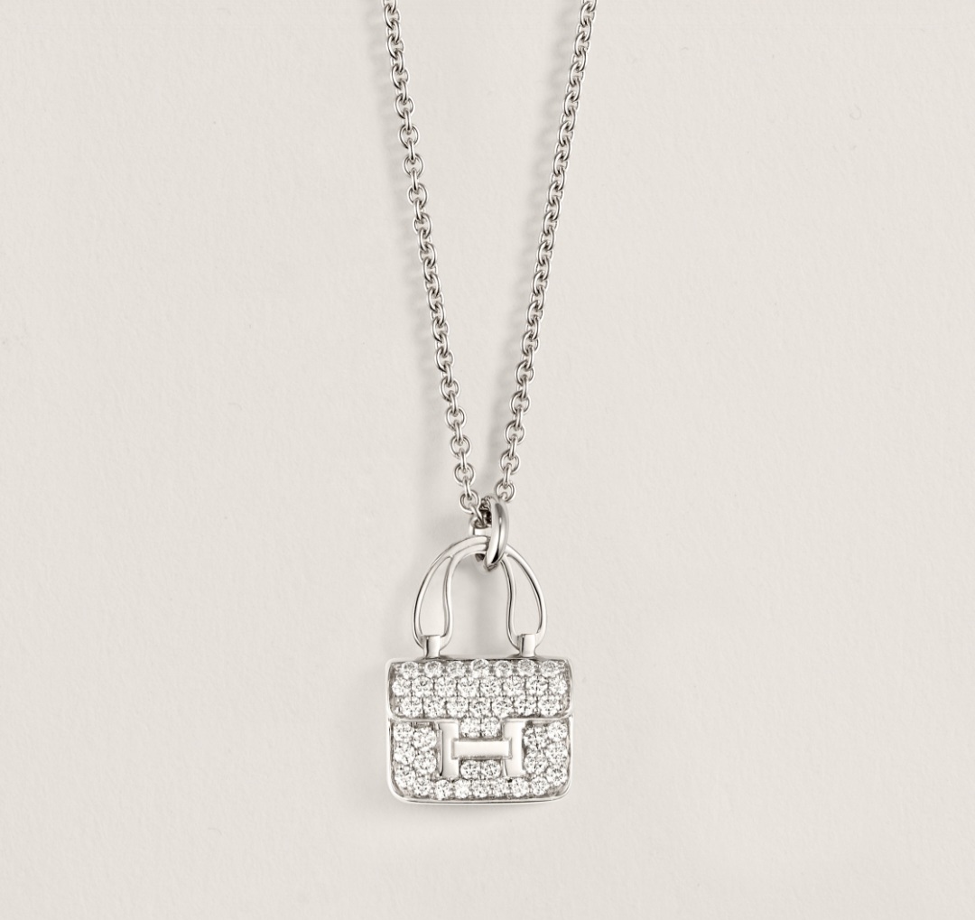 HERMES  18k white gold Constance necklace diamond  頸鏈18k白金 滿鑽頸鏈