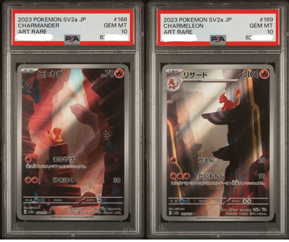2023 Pokemon SV2a JP Charmander #168 + Charmeleon Ex #169 AR Art Rare 168/165 169/165 PSA GEM MT 10