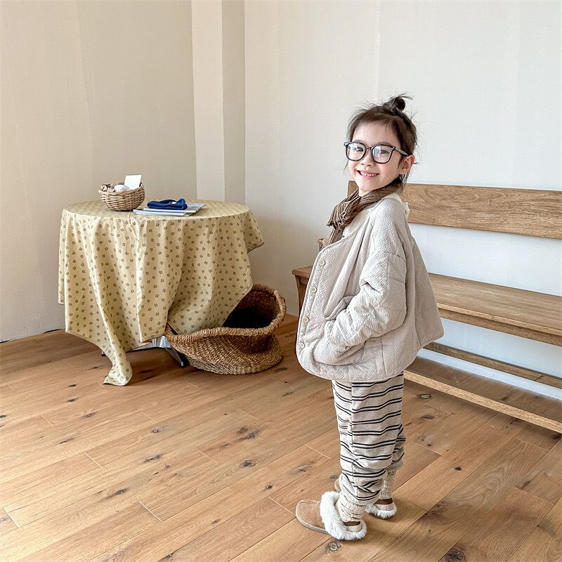 方塊感麵包夾棉外套