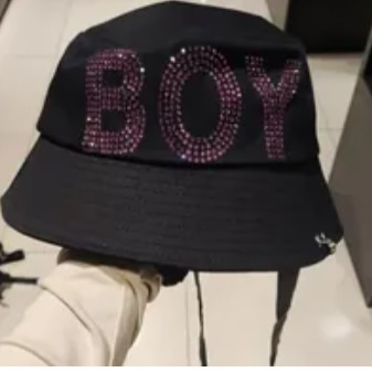[S] BOYLONDON LOGO LETTERING BLING BLING BUCKET HAT,BLACK/PINK, B81CP2002U970 (SBB359)