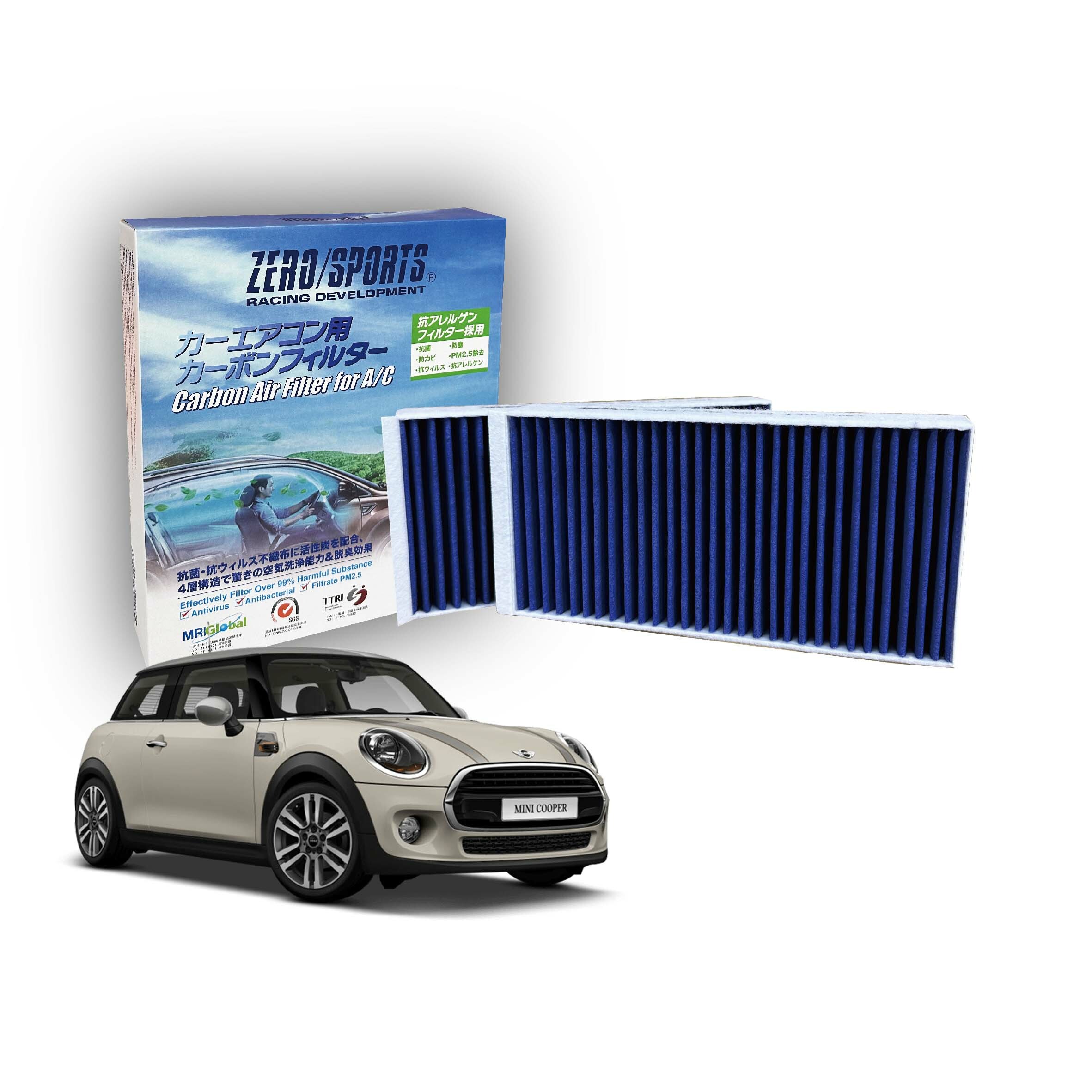 【日本ZERO/SPORTS】總代理-S30160 適用迷你MINI F54、F55、F56、F57、Mini Cooper III、Mini CountryMan 【ZERO/SPORTS】 強力滅毒抑菌除臭 車用冷氣濾網