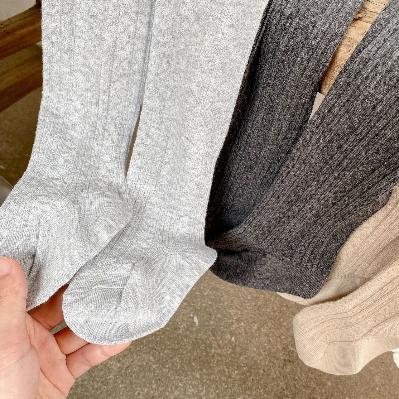 基礎純色麻花內搭褲襪