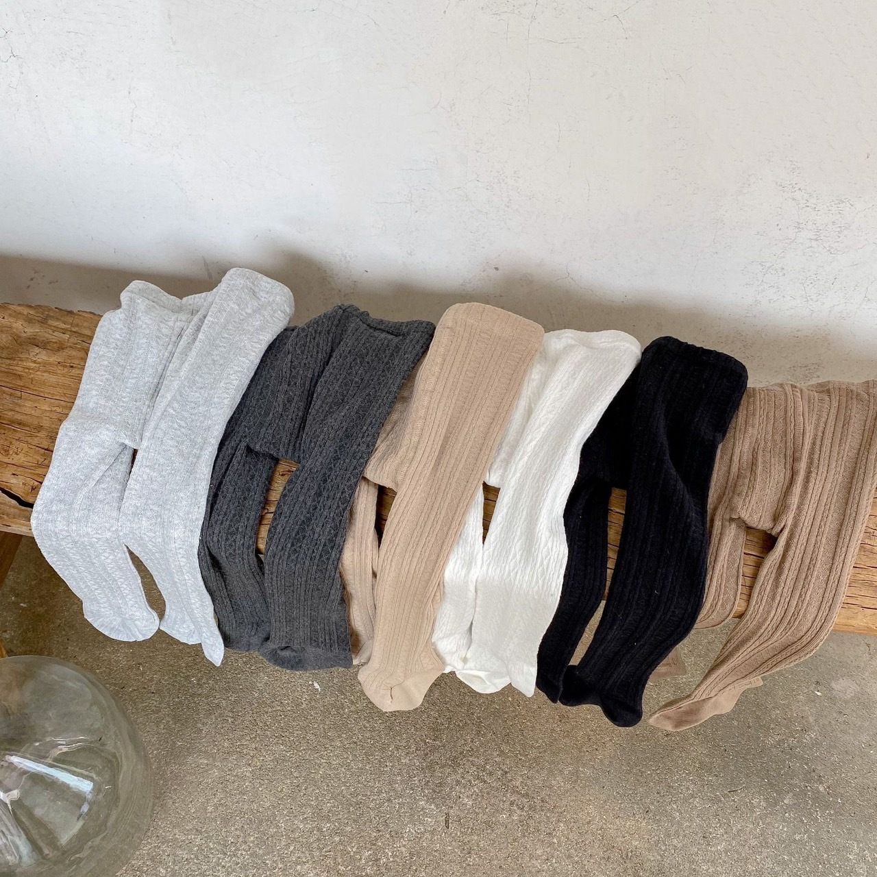 基礎純色麻花內搭褲襪