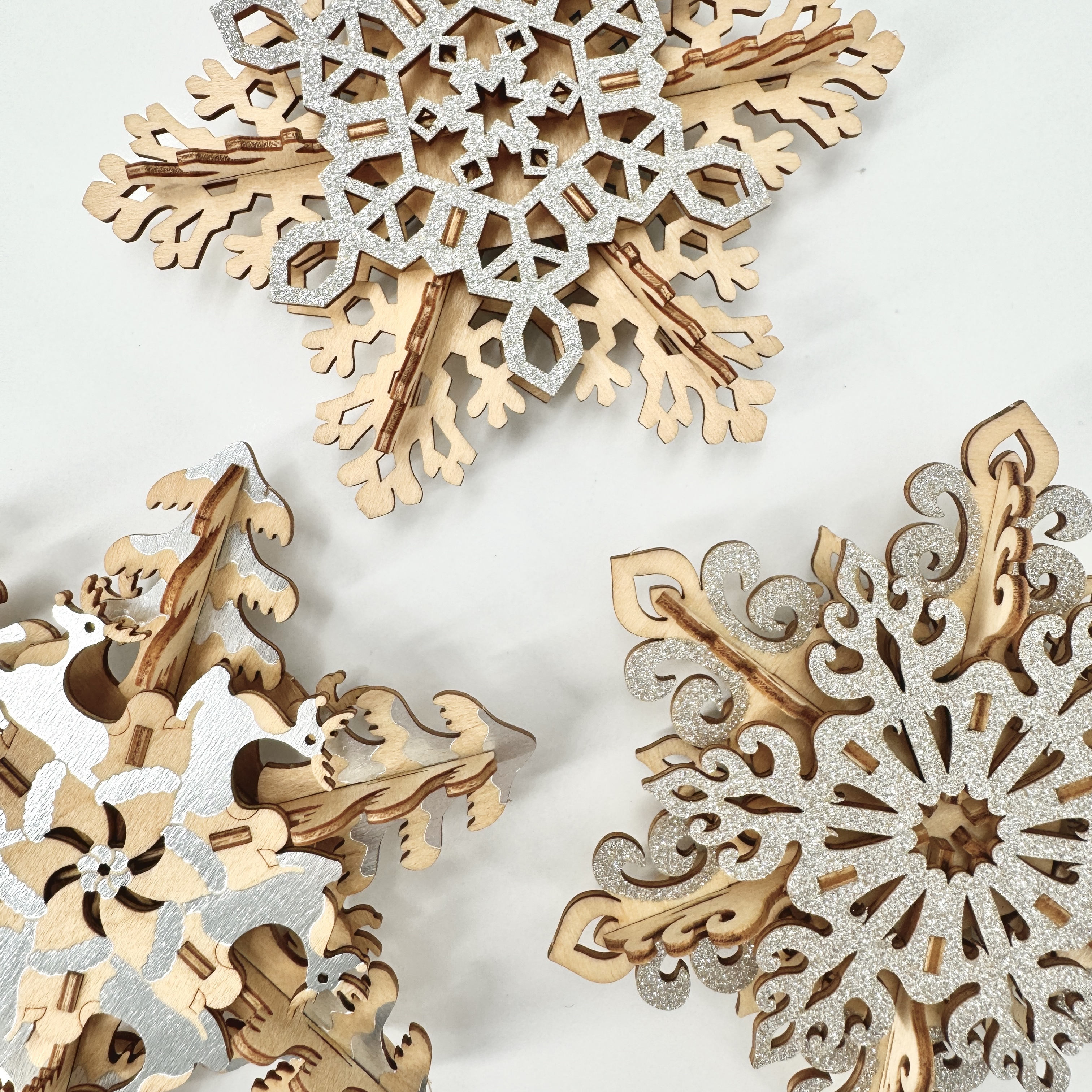 Jigzle 3D Plywood Puzzle - Christmas Snowflakes Box Set ( 3 in one)