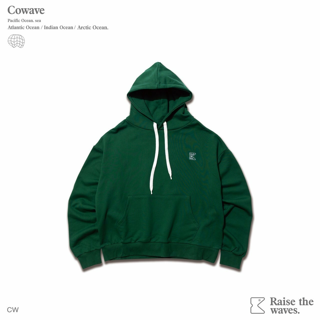 Cowave 2023-24 Fall & Winter Slogan font Hoodie 綠