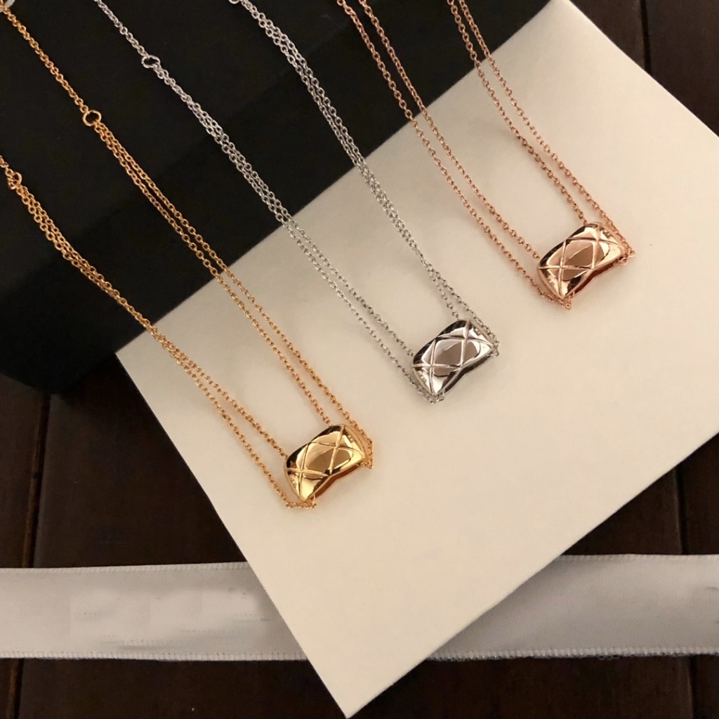 18k”coco crush菱格小包雙層定製項鍊(無鑽版）