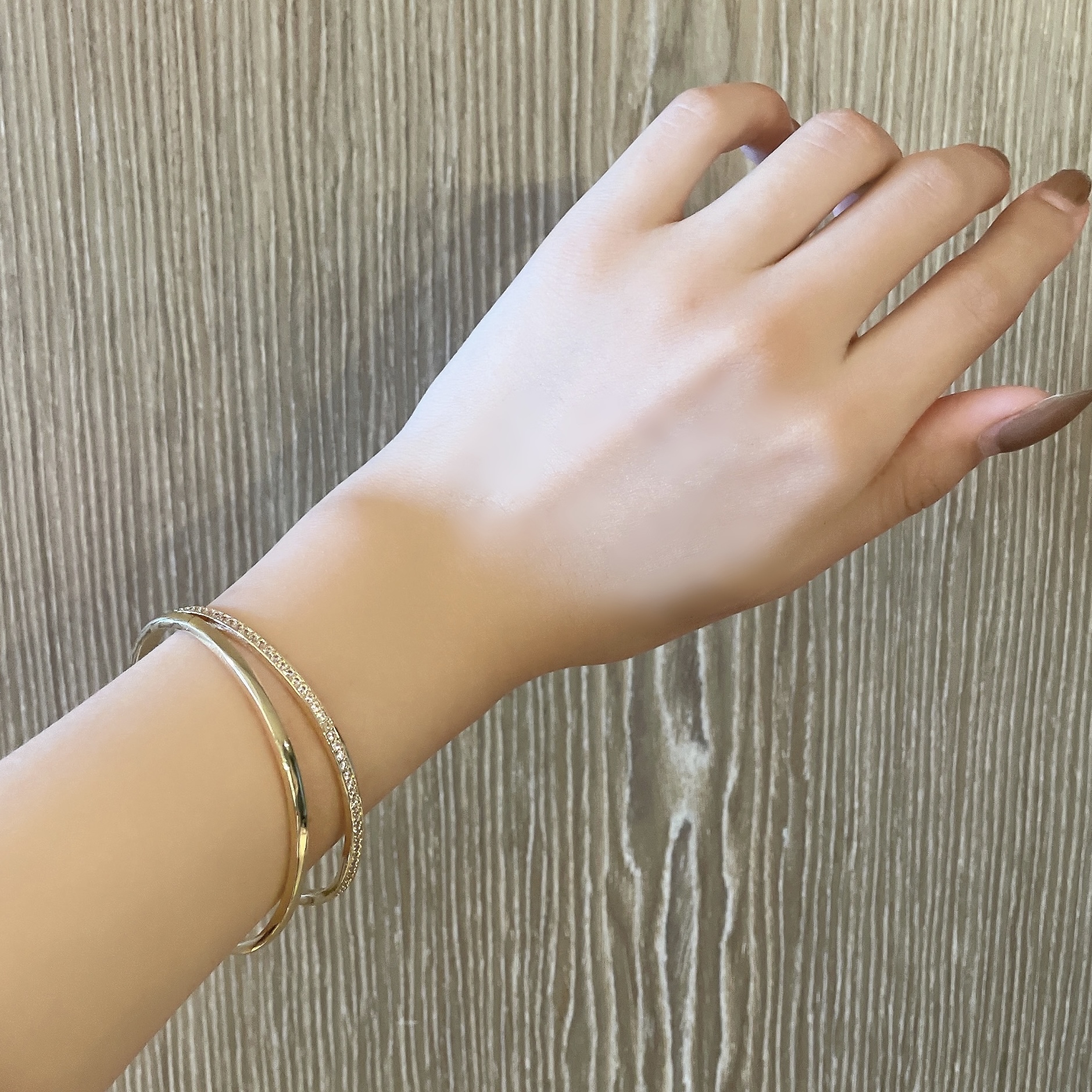 單排鑽 銀雙層經典開口手鐲