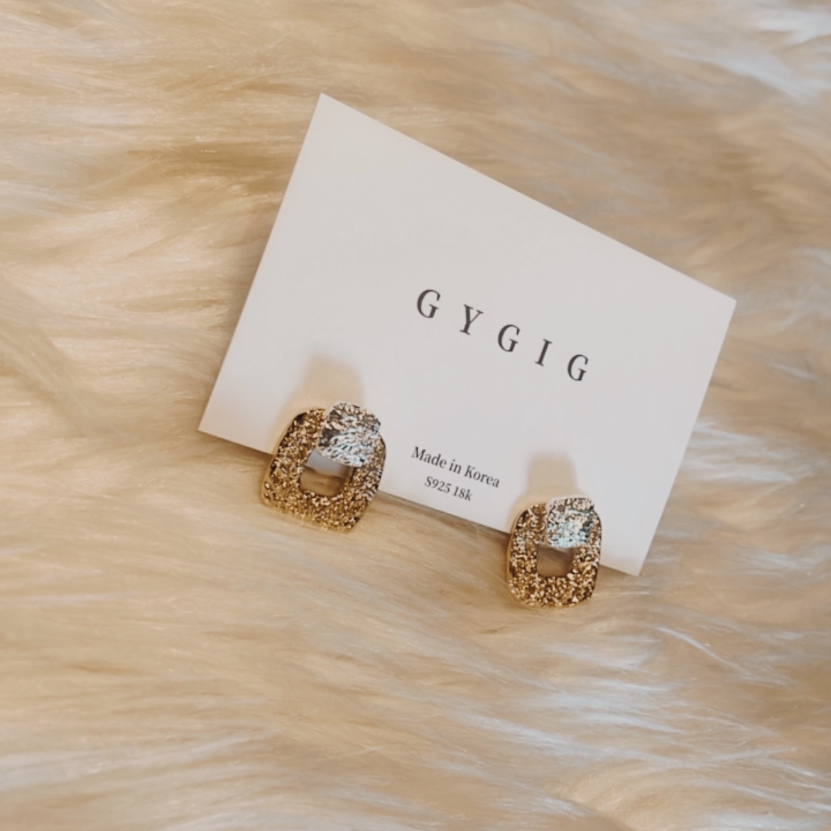 浮雕方溶金銀一款兩戴耳釘