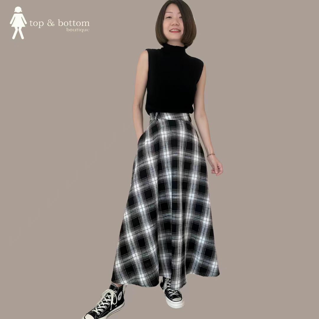 CHECKED LONG SKIRT