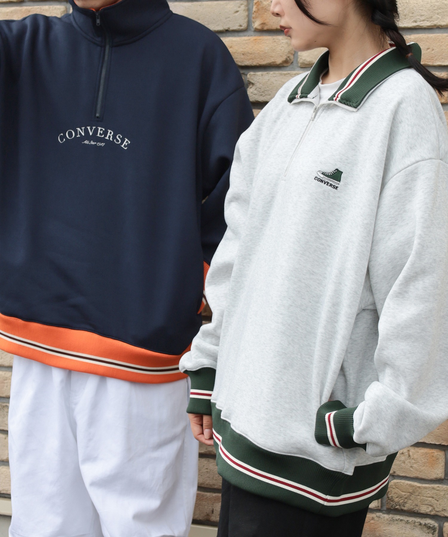 🇯🇵 CONVERSE 半拉鍊 衛衣 刺繡 鞋子 撞色 長袖 / 現貨✨