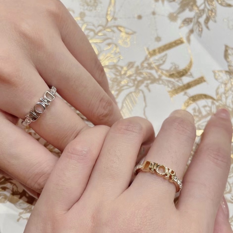 DIOR經典立體英字logo水鑽定製戒