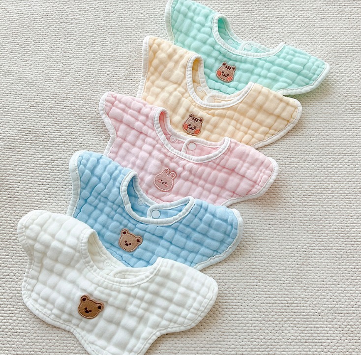 DTD五色棉花糖系列8重紗布棉波浪圍嘴