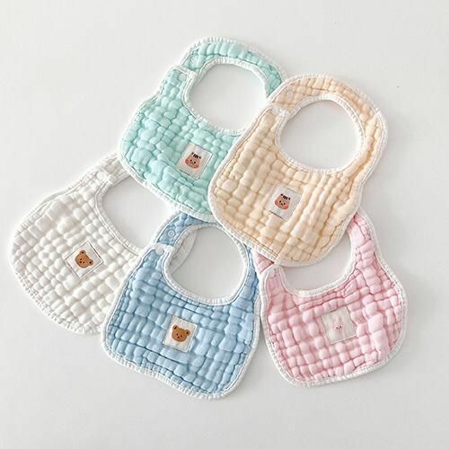 DTD五色棉花糖系列8重紗布棉輔食圍嘴