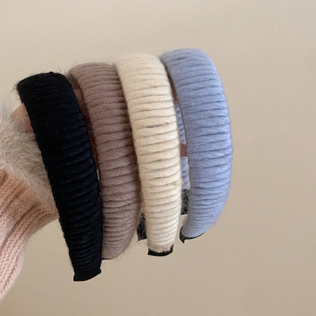 秋冬毛呢條紋四色髮箍