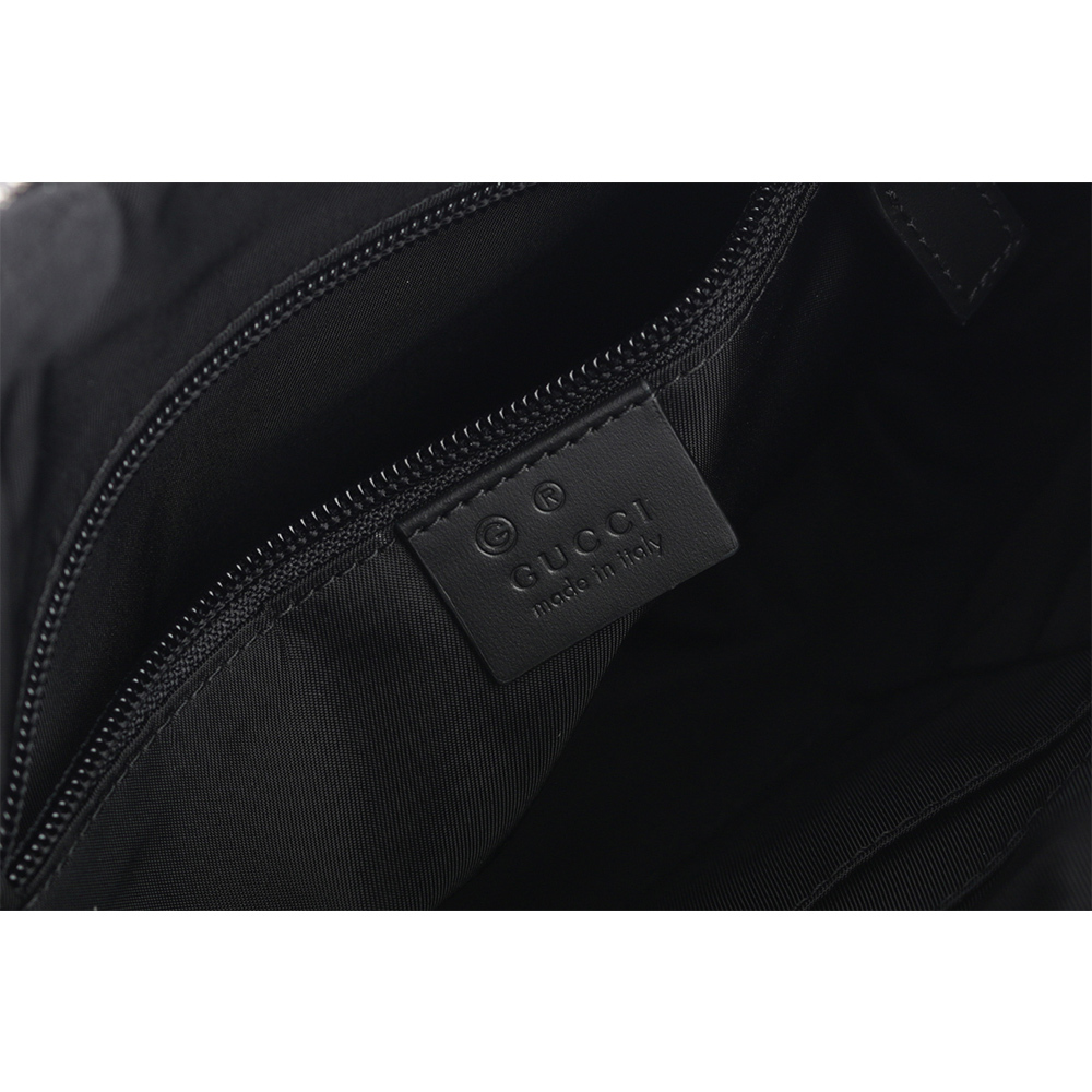 【GUCCI】綠紅織帶帆布小款郵差斜背包(黑色) 631195 KWT7N 1060
