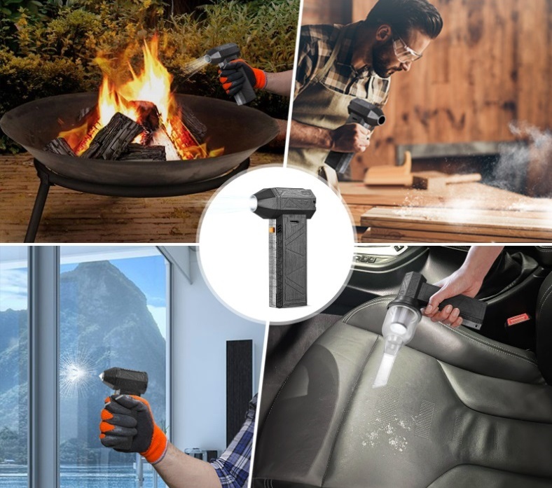 GALE FORCE S 超暴風級迷你無線風扇+吸塵機+安全鎚(130000RPM超高轉速暴力風扇|52m/s風速|無刷電機|吸塵機|安全鎚|吹塵|吹乾車身|297g|無段變速)