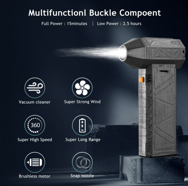 GALE FORCE S 超暴風級迷你無線風扇+吸塵機+安全鎚(130000RPM超高轉速暴力風扇|52m/s風速|無刷電機|吸塵機|安全鎚|吹塵|吹乾車身|297g|無段變速)