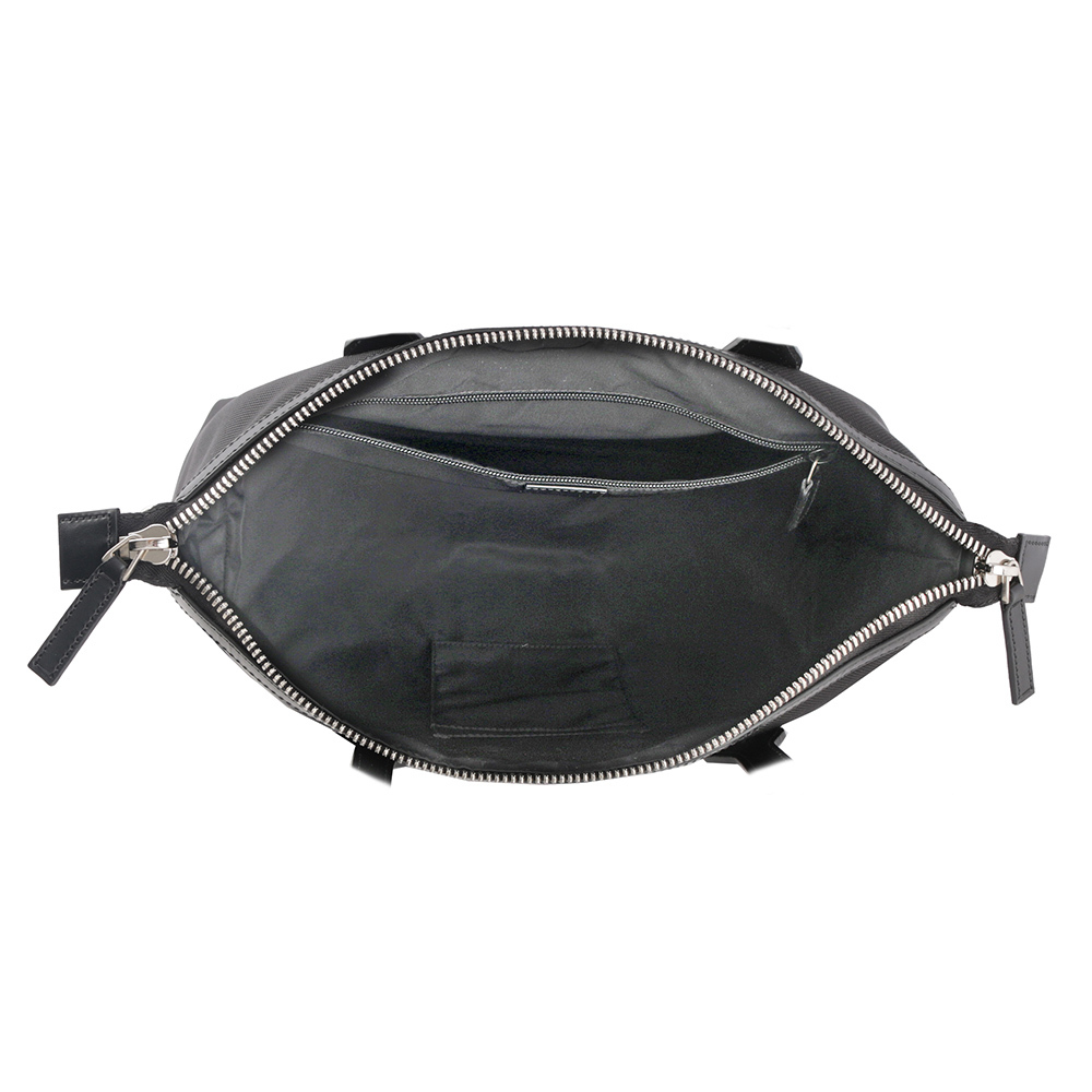 【GUCCI】科技尼龍綠紅織帶梯形手提/斜背二用包(黑色) 630923 KWT7N 1060