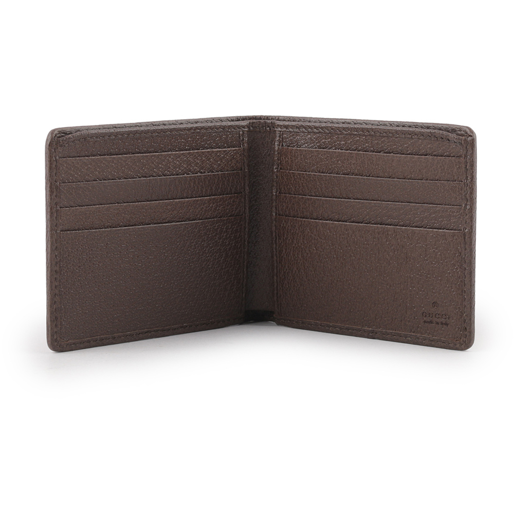 【GUCCI】Jumbo GG Logo 緹花布及皮革對開8卡短夾(棕色) 699308 UKMBG 2572