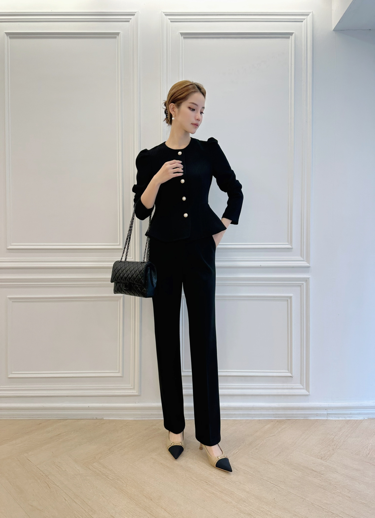 顯腿長刷絨合身褲