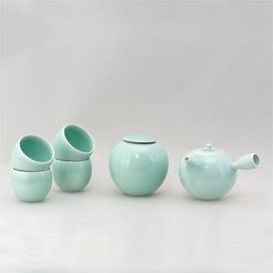 玉青瓷德韻茶具組｜問頌1壺1罐4杯 高雅收藏送禮首選