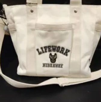 [S] LIFEWORK ARCH LOGO CANVAS 2WAY TOTE BAG,IVORY, LW235BG41302F (SLW404)