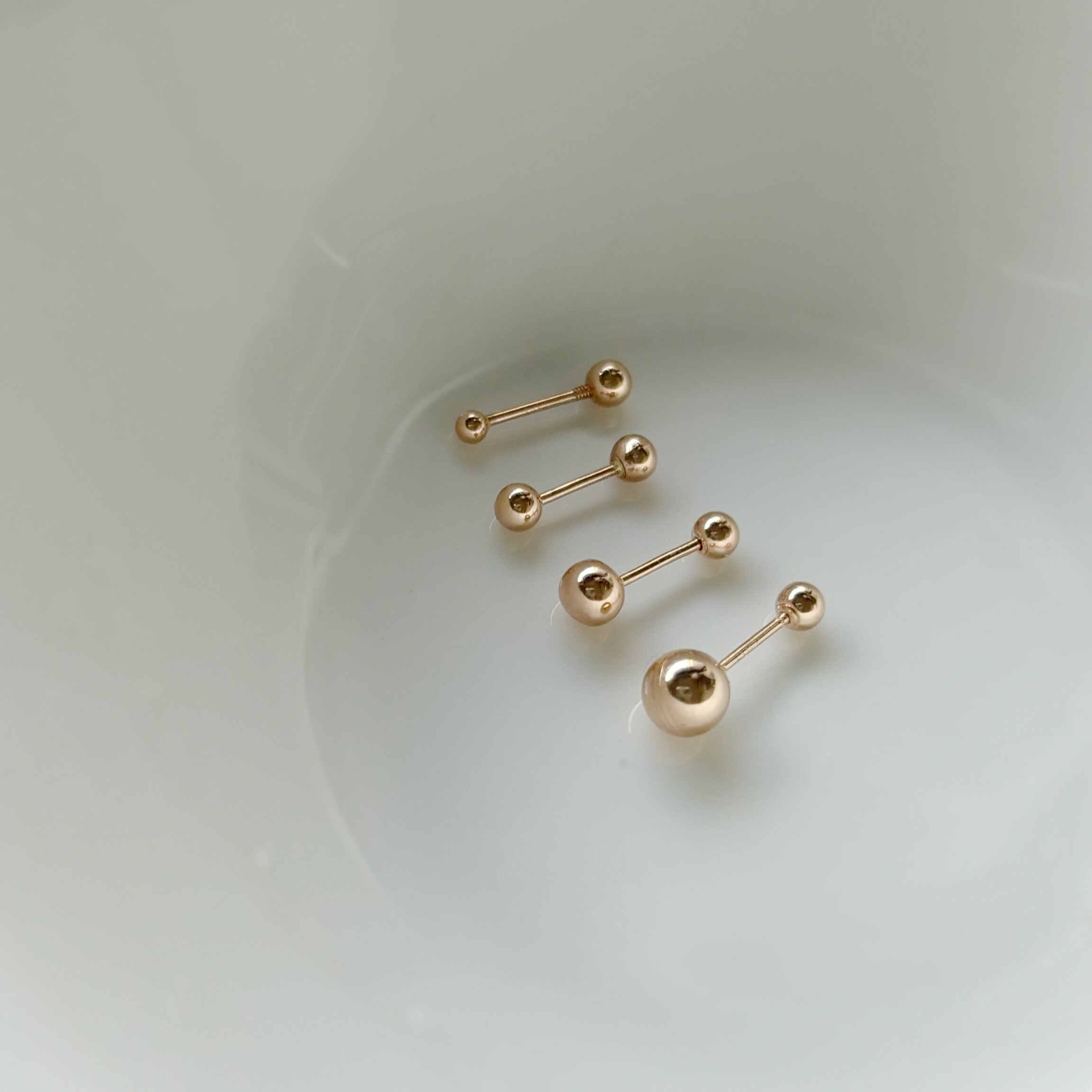 14K小金球轉珠耳環(單)